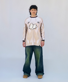 horreya / freedom long sleeve Jersey from Cairo (Un)Censored – unisex oversized fit with vinyl detailing and embroidered details beige, white and brown design by BTX x Malak Ghoneim
