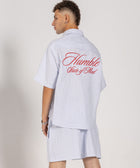 Unisex boxer-style shorts made from 100% breathable thick cotton. Featuring classic sailor stripes in ocean blue and white, rosé pink and white, or sand beige and white. Relaxed, slouchy fit with elastic waistband and adjustable drawstring for a comfortable, effortless look. Available in multiple colors.