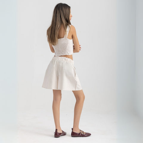 Unisex boxer-style shorts made from 100% breathable thick cotton. Featuring classic sailor stripes in ocean blue and white, rosé pink and white, or sand beige and white. Relaxed, slouchy fit with elastic waistband and adjustable drawstring for a comfortable, effortless look. Available in multiple colors.