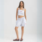 Unisex boxer-style shorts made from 100% breathable thick cotton. Featuring classic sailor stripes in ocean blue and white, rosé pink and white, or sand beige and white. Relaxed, slouchy fit with elastic waistband and adjustable drawstring for a comfortable, effortless look. Available in multiple colors.