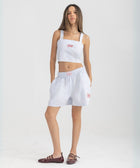 Unisex boxer-style shorts made from 100% breathable thick cotton. Featuring classic sailor stripes in ocean blue and white, rosé pink and white, or sand beige and white. Relaxed, slouchy fit with elastic waistband and adjustable drawstring for a comfortable, effortless look. Available in multiple colors.