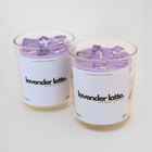 BROWNTOAST Lavender Latte Candle — realistic handcrafted lavender-scented candle made to look like an iced latte. Part of the Dopamine Decor lifestyle drop.