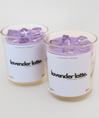 BROWNTOAST Lavender Latte Candle — realistic handcrafted lavender-scented candle made to look like an iced latte. Part of the Dopamine Decor lifestyle drop.