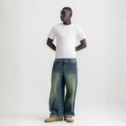 Men’s basic fitted t-shirt in white, front view showcasing slim fit and minimalist design