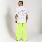 Unisex wide-fit waterproof pants in soft polyester with side stripe logo and adjustable waistband.