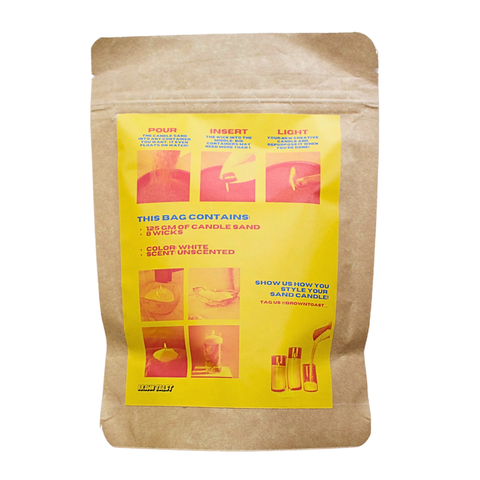 BROWNTOAST Sand Candle — eco-friendly DIY candle sand kit with 250g of candle sand and 8 wicks. Lets you turn any heat-proof container into a candle. Part of the Dopamine Decor lifestyle drop.