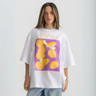 Oversized white t-shirt with bold Termes illustration, 100% cotton.