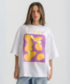 Oversized white t-shirt with bold Termes illustration, 100% cotton.